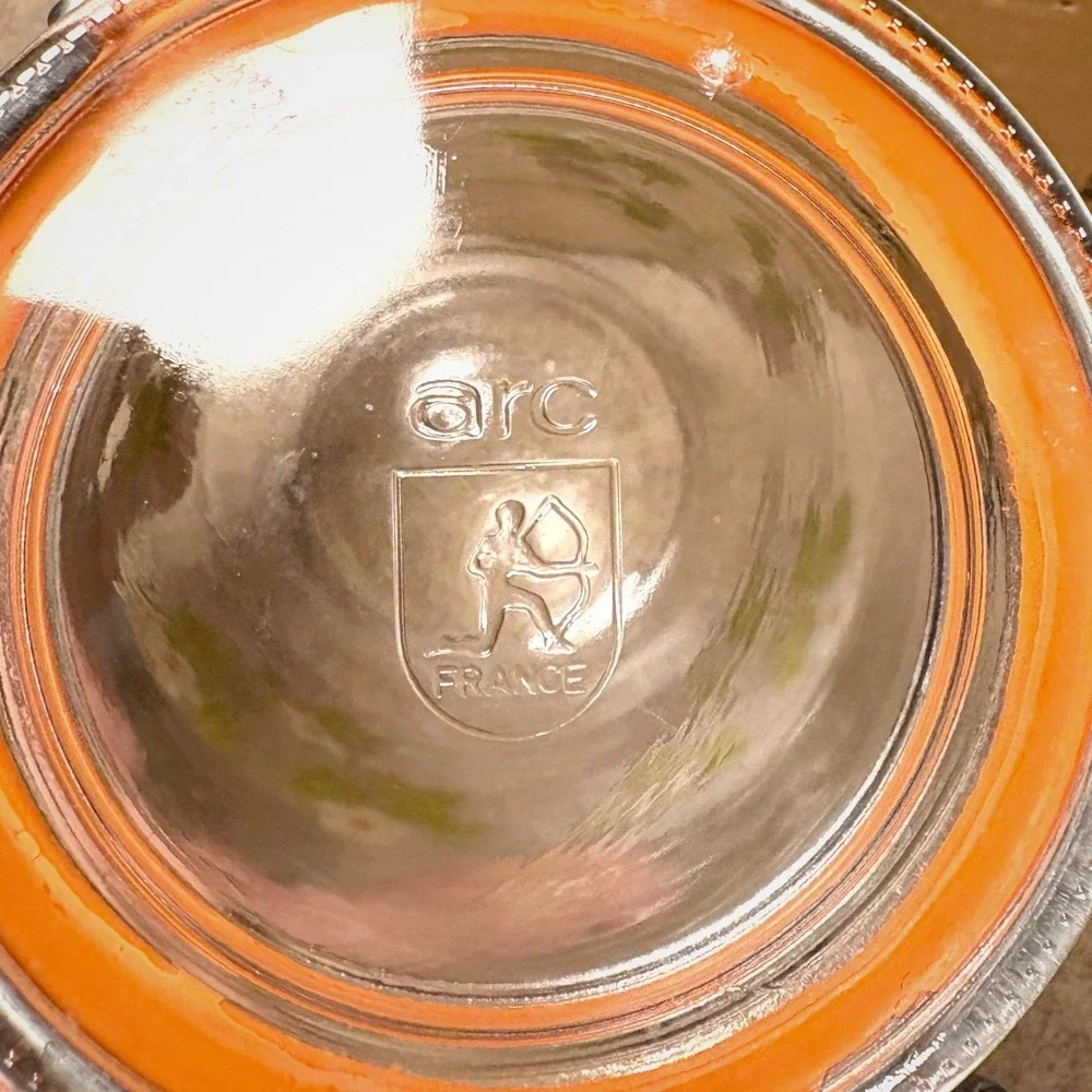 Arc France Strawberry Glass Canister 1.5L Clear Good Vintage Swing Top Jar